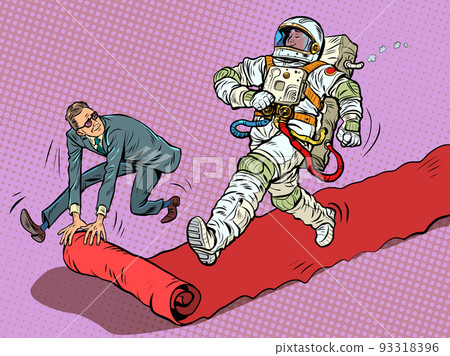 Astronaut hero on the red carpet carpet of the movie premiere. The winner goes ahead Astronaut hero on the red carpet carpet of the movie premiere. The winner goes ahead 93318396