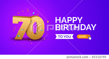 Anniversary birthday 70 years golden background. Happy vector poster 70 anniversary confetti 93318795