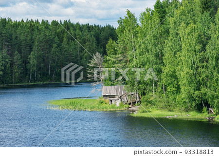 Lake and island at sunny day. Lake and island at sunny day. 93318813