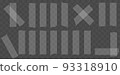 Transparent washi tape. White pieces of duct tape for decoration. Set of scrapbooking ribbons on a transparent background. 93318910