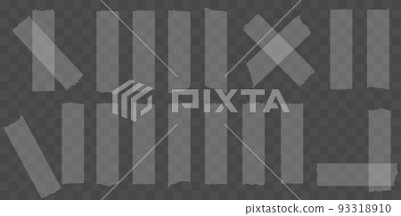 Transparent washi tape. White pieces of duct tape for decoration. Set of scrapbooking ribbons on a transparent background. Transparent washi tape. White pieces of duct tape for decoration. Set of scrapbooking ribbons on a transparent background. 93318910