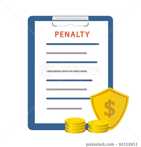 Penalty document icon with shield. Vector cartoon illustration Penalty document icon with shield. Vector cartoon illustration 93318951