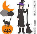 Witch and Halloween motif illustration set 93319893