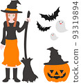 Witch and Halloween motif illustration set 93319894