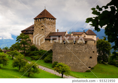 Vaduz castle with Alps mountains in background Vaduz castle with Alps mountains in background 93321950