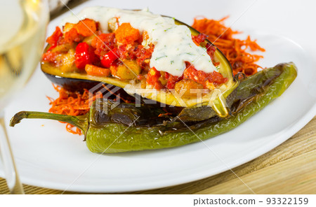 Eggplant stuffed with stewed vegetables Eggplant stuffed with stewed vegetables 93322159
