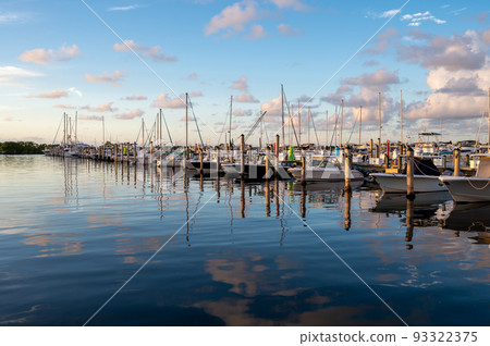 Dinner Key Marina in Miami, Florida in early morning summer light. Dinner Key Marina in Miami, Florida in early morning summer light. 93322375