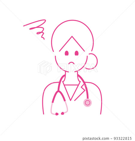 一位滿臉煩惱的女醫生的上身 一位滿臉煩惱的女醫生的上身 93322815