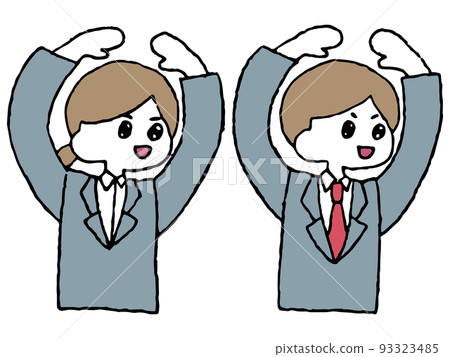 Illustration of men and women in suits making a circle with their arms Illustration of men and women in suits making a circle with their arms 93323485