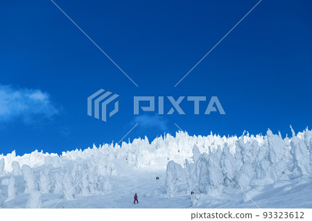 Snow covered trees and ski slopes of Zao, the silver world of Yamagata 93323612