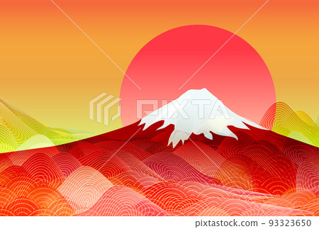 Mt. Fuji sunrise New Year's card background 93323650
