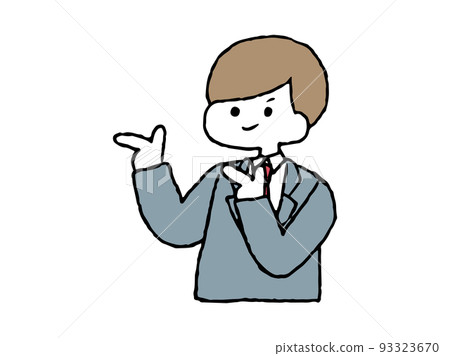 一個穿著西裝的男人做那個姿勢的插圖 93323670