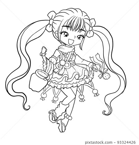 cartoon girl cute princess doodle kawaii coloring pages