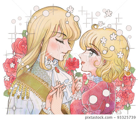 Fairy tale fairy tale picture book style illustration, a couple who swear eternal love 93325739