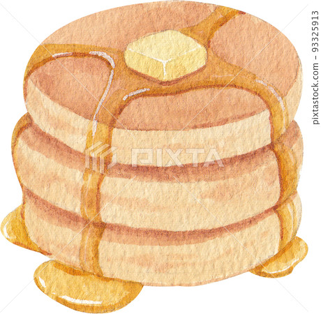 Celebrating Pancake day, healthy breakfast. Delicious homemade american pancakes watercolor icon png 93325913