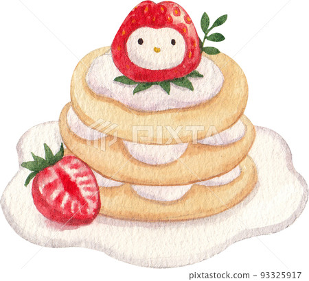 Celebrating Pancake day, healthy breakfast. Delicious homemade american pancakes watercolor icon png 93325917