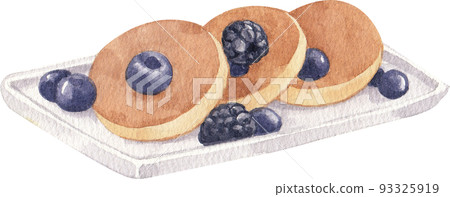 Celebrating Pancake day, healthy breakfast. Delicious homemade american pancakes watercolor icon png 93325919