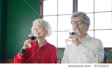 senior couple drinking wine 93326812