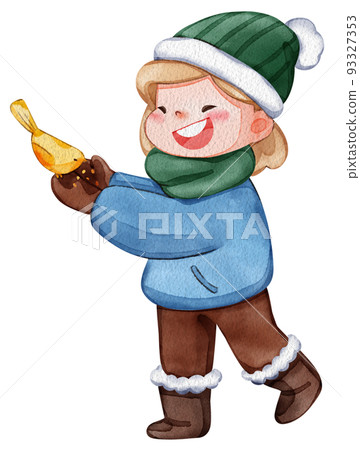 Children enjoy winter watercolor icon png Children enjoy winter watercolor icon png 93327353