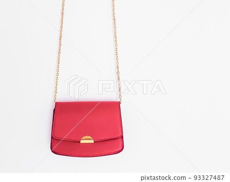 Coral fashionable leather purse with gold details as designer bag and stylish accessory, female fashion and luxury style handbag collection concept 93327487