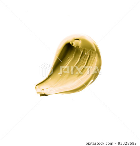 Pastel gold beauty swatch, skincare and makeup cosmetic product sample texture isolated on white background, make-up smudge, cream cosmetics smear or paint brush stroke closeup 93328682