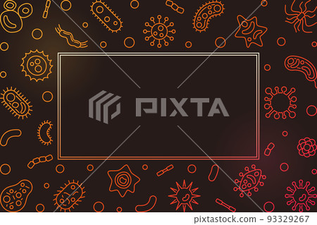 Microorganism bright horizontal frame. Vector line illustration Microorganism bright horizontal frame. Vector line illustration 93329267