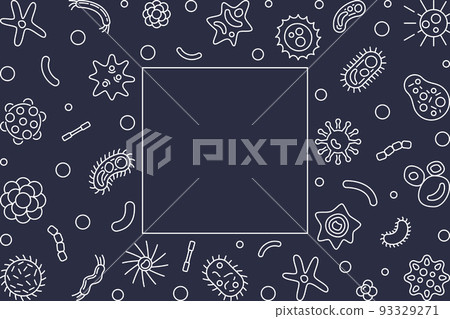 Human microbiota horizontal frame. Vector outline illustration Human microbiota horizontal frame. Vector outline illustration 93329271