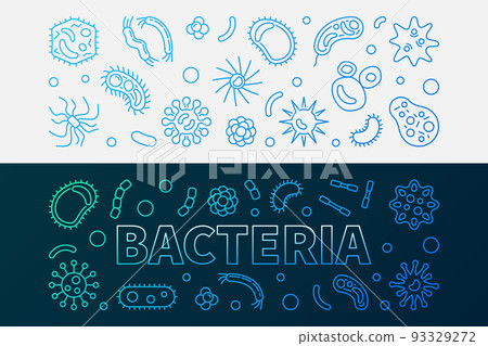 Bacteria microbiology bright line banners - vector illustration 93329272