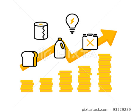 Graph illustration of soaring prices/price rise price rise inflation food daily necessities electricity bill oil kerosene fuel arrow 93329289
