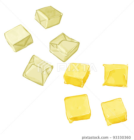 Hand drawn watercolor butter illustration set Hand drawn watercolor butter illustration set 93330360