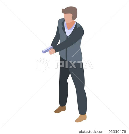 Pistol personal guard icon, isometric style Pistol personal guard icon, isometric style 93330476