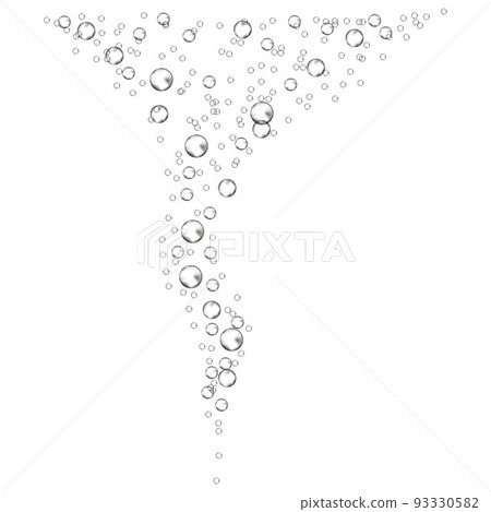 Underwater bubbles of fizzing soda. Streams of air. Dissolving tablets. Realistic oxygen pop in effervescent drink. Vector sparkles on white background. Underwater bubbles of fizzing soda. Streams of air. Dissolving tablets. Realistic oxygen pop in effervescent drink. Vector sparkles on white background. 93330582