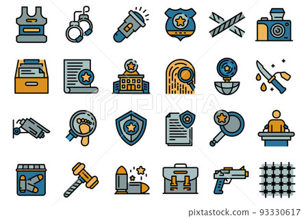 Investigator icons set line color vector Investigator icons set line color vector 93330617