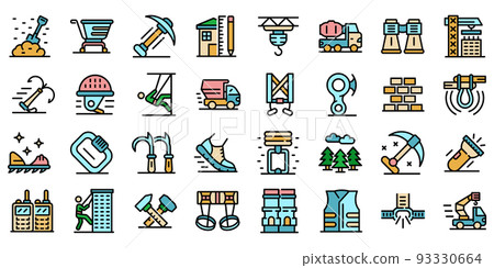 Industrial climber icons set line color vector 93330664