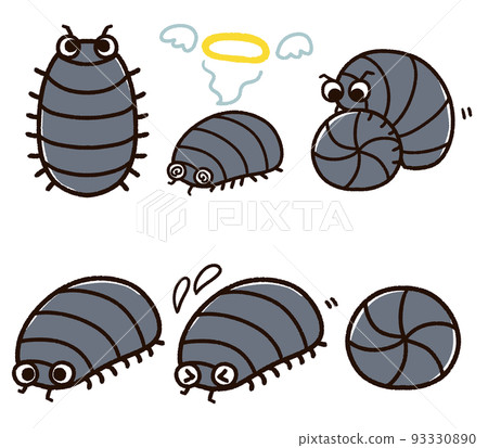 Cute pillbug pose set 93330890
