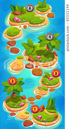 Game ui level map islands in ocean with crystals 93331144