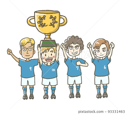 Illustration of a player holding a trophy Illustration of a player holding a trophy 93331463