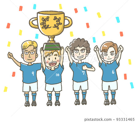 Illustration of a player holding a trophy 93331465