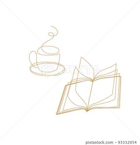 圖標線條藝術簡單線條咖啡時間 圖標線條藝術簡單線條咖啡時間 93332054