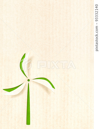 Ecology, nature and clean alternative energy concept. Wind turbine on cardboard texture. Vertical banner with eco paper texture Ecology, nature and clean alternative energy concept. Wind turbine on cardboard texture. Vertical banner with eco paper texture 93332140