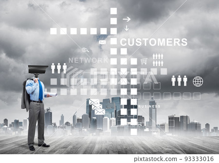 Concept of security and privacy protection with camera headed man 93333016