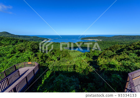Superb view of midsummer: Toga Bay and Ninome Lagoon seen from Hachibodai, Akita Prefecture 93334133