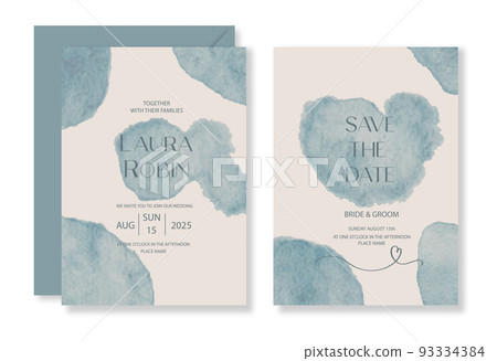 Modern abstract watercolor splash wedding invitation rustic vintage background template mockup vector illustration. 93334384