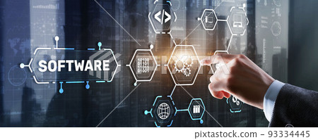 SOFTWARE inscription on the virtual screen. It Technology concept SOFTWARE inscription on the virtual screen. It Technology concept 93334445