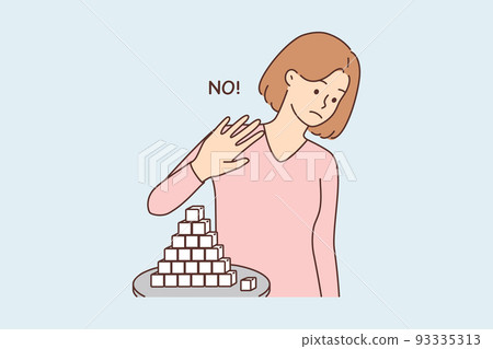 Young woman refuse from sugar  93335313