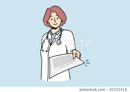 Smiling doctor give medical paper Smiling doctor give medical paper 93335418