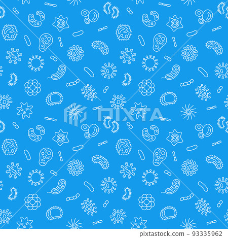Blue microbiology vector outline seamless pattern Blue microbiology vector outline seamless pattern 93335962