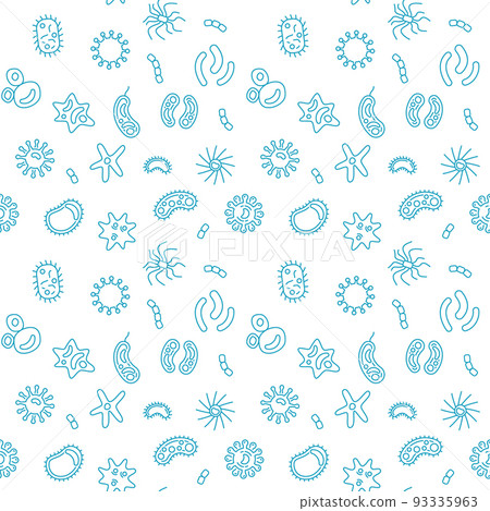 Bacterium vector cute seamless pattern in thin line style Bacterium vector cute seamless pattern in thin line style 93335963