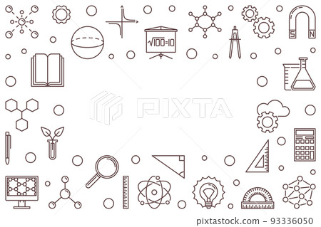 STEM vector horizontal frame. Vector concept line illustration STEM vector horizontal frame. Vector concept line illustration 93336050