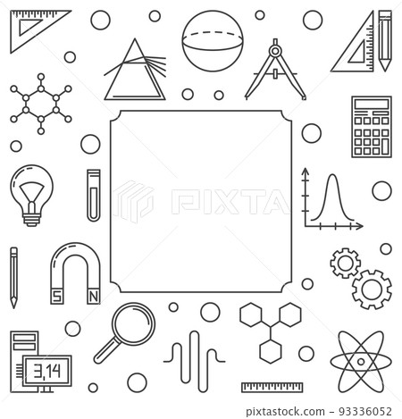 STEM education simple square frame. Vector outline illustration STEM education simple square frame. Vector outline illustration 93336052